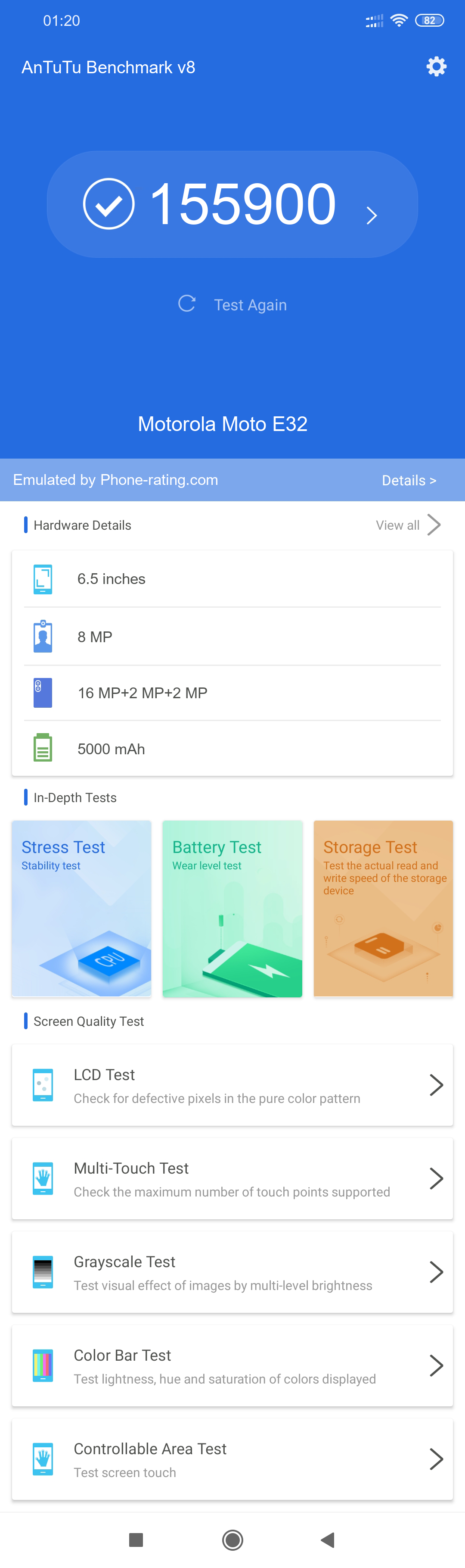 Motorola Moto E32 Antutu v8