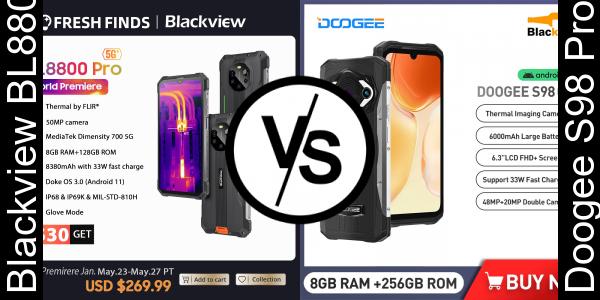 Compare Blackview BL8800 Pro vs Doogee S98 Pro - Phone rating