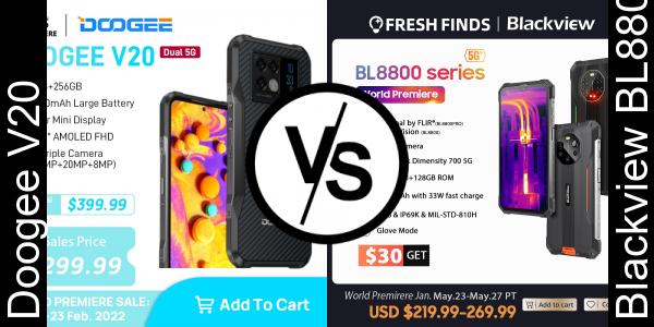 Compare Doogee V20 vs Blackview BL8800 - Phone rating